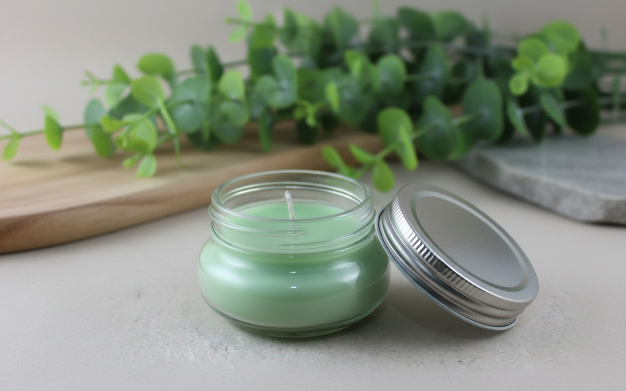 Vela aromática de cera de soya y coco. Eucalipto 100g