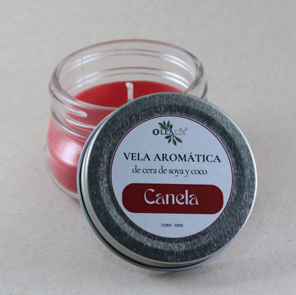 Vela aromática de cera de soya y coco. Canela 100g