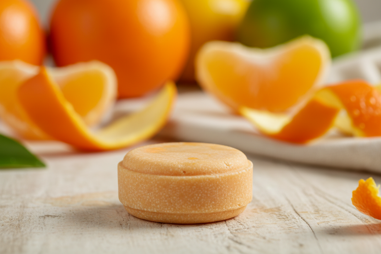 Shampoo para cabello seco o maltratado. Aroma mandarina 100g 